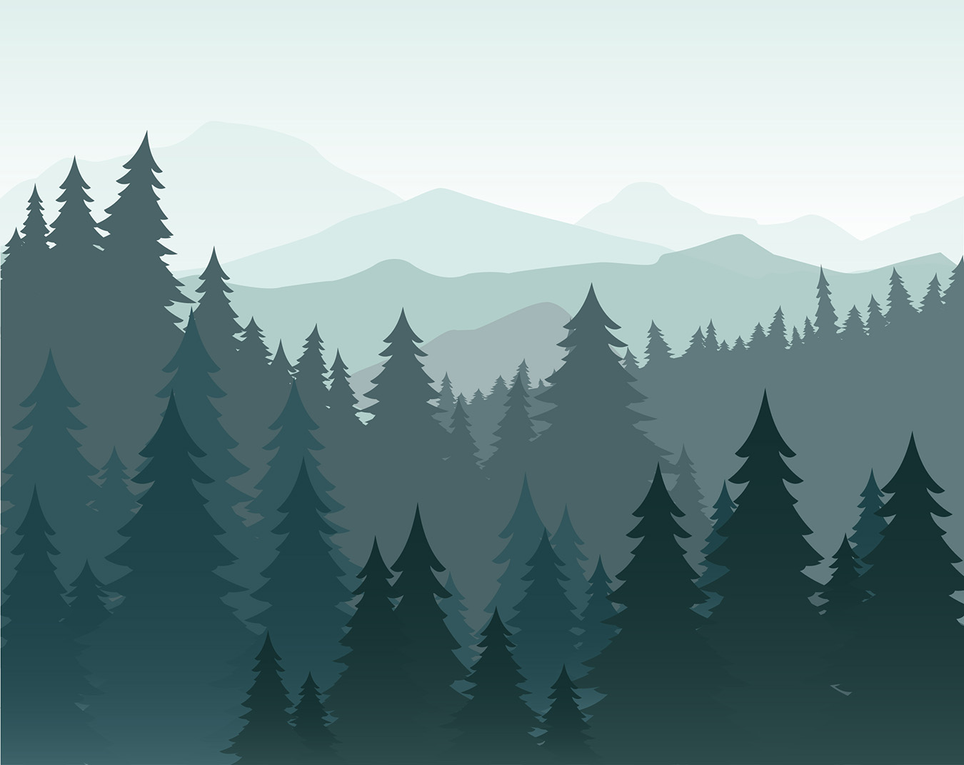 Illustration of trees and mountains