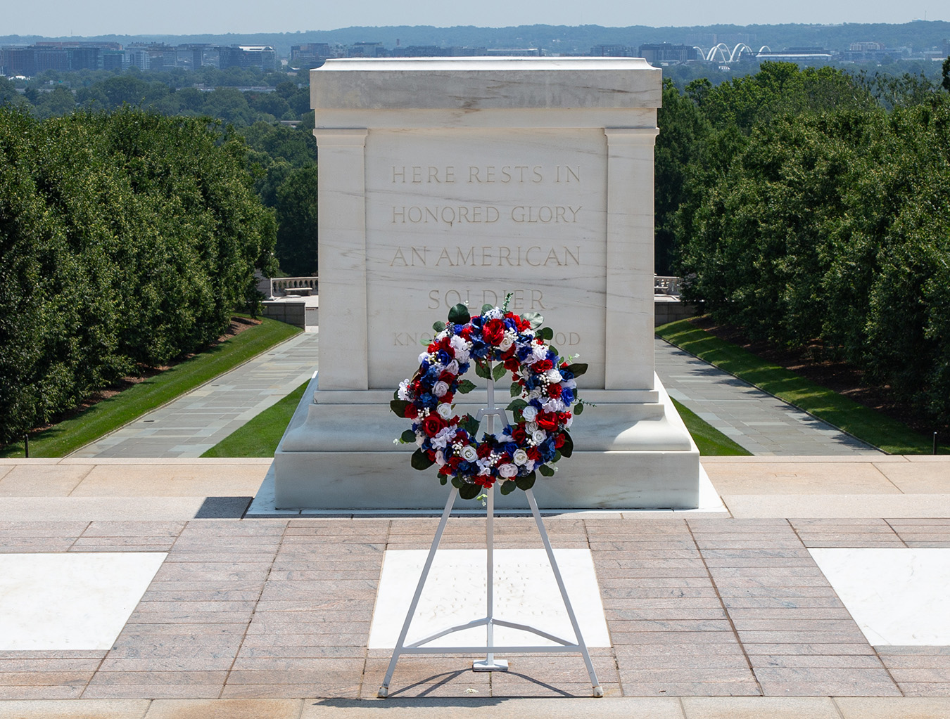 Wreath laying in front of the Tomb of the Unknown Soldier.